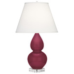Double Gourd Small Table Lamp - Sugar Plum / Pearl Dupioni
