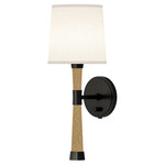 Hatteras Hardwired / Plug-in Wall Sconce - Deep Patina Bronze / Natural Rope / Fondine