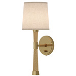 Hatteras Hardwired / Plug-in Wall Sconce - Modern Brass / Natural Rope / Heather Linen