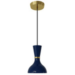 Clare Pendant - Modern Brass / Midnight Blue