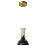Clare Pendant - Modern Brass / Obsidian / Bone