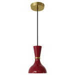 Clare Pendant - Modern Brass / Oxblood