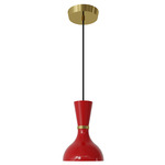 Clare Pendant - Modern Brass / Ruby Red
