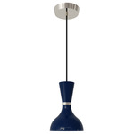 Clare Pendant - Polished Nickel / Midnight Blue