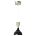Clare Pendant - Polished Nickel / Obsidian / Bone