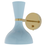 Clare Hardwired / Plug-in Wall Sconce - Modern Brass / Baby Blue