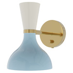 Clare Hardwired / Plug-in Wall Sconce - Modern Brass / Baby Blue / Lily