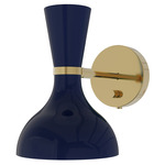 Clare Hardwired / Plug-in Wall Sconce - Modern Brass / Midnight Blue