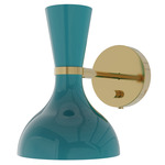 Clare Hardwired / Plug-in Wall Sconce - Modern Brass / Peacock
