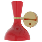 Clare Hardwired / Plug-in Wall Sconce - Modern Brass / Ruby Red