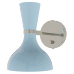 Clare Hardwired / Plug-in Wall Sconce - Polished Nickel / Baby Blue