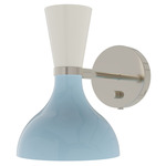 Clare Hardwired / Plug-in Wall Sconce - Polished Nickel / Baby Blue / Lily