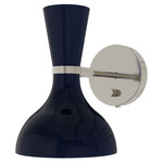 Clare Hardwired / Plug-in Wall Sconce - Polished Nickel / Midnight Blue