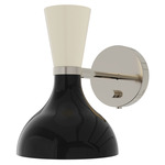 Clare Hardwired / Plug-in Wall Sconce - Polished Nickel / Obsidian / Bone