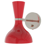 Clare Hardwired / Plug-in Wall Sconce - Polished Nickel / Ruby Red
