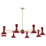 Clare Chandelier - Modern Brass / Oxblood