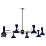 Clare Chandelier - Polished Nickel / Midnight Blue