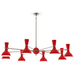 Clare Chandelier - Polished Nickel / Ruby Red