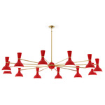 Clare Chandelier - Modern Brass / Ruby Red