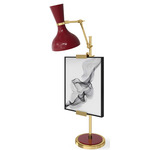 Clare Easel Table Lamp - Modern Brass / Oxblood