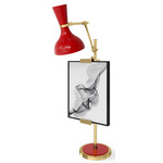 Clare Easel Table Lamp - Modern Brass / Ruby Red