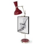Clare Easel Table Lamp - Polished Nickel / Oxblood