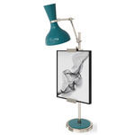 Clare Easel Table Lamp - Polished Nickel / Peacock