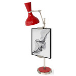 Clare Easel Table Lamp - Polished Nickel / Ruby Red