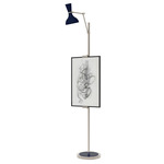 Clare Easel Floor Lamp - Polished Nickel / Midnight Blue