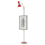 Clare Easel Floor Lamp - Polished Nickel / Ruby Red