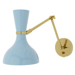 Clare Adjustable Hardwired / Plug-in Wall Light - Modern Brass / Baby Blue