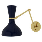 Clare Adjustable Hardwired / Plug-in Wall Light - Modern Brass / Midnight Blue