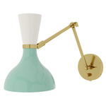 Clare Adjustable Hardwired / Plug-in Wall Light - Modern Brass / Mint / Lily