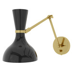 Clare Adjustable Hardwired / Plug-in Wall Light - Modern Brass / Obsidian