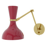 Clare Adjustable Hardwired / Plug-in Wall Light - Modern Brass / Oxblood
