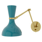 Clare Adjustable Hardwired / Plug-in Wall Light - Modern Brass / Peacock