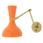 Clare Adjustable Hardwired / Plug-in Wall Light - Modern Brass / Pumpkin