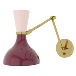 Clare Adjustable Hardwired / Plug-in Wall Light - Modern Brass / Sugar Plum / Rose Water