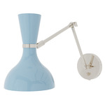 Clare Adjustable Hardwired / Plug-in Wall Light - Polished Nickel / Baby Blue