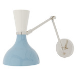 Clare Adjustable Hardwired / Plug-in Wall Light - Polished Nickel / Baby Blue / Lily