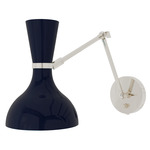 Clare Adjustable Hardwired / Plug-in Wall Light - Polished Nickel / Midnight Blue