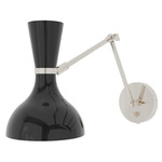 Clare Adjustable Hardwired / Plug-in Wall Light - Polished Nickel / Obsidian