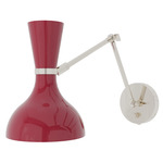 Clare Adjustable Hardwired / Plug-in Wall Light - Polished Nickel / Oxblood