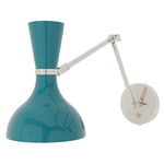 Clare Adjustable Hardwired / Plug-in Wall Light - Polished Nickel / Peacock