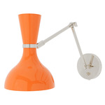 Clare Adjustable Hardwired / Plug-in Wall Light - Polished Nickel / Pumpkin