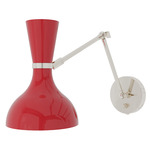 Clare Adjustable Hardwired / Plug-in Wall Light - Polished Nickel / Ruby Red