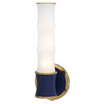 Kane Tube Hardwired / Plug-in Wall Sconce - Modern Brass / Matte Midnight Blue
