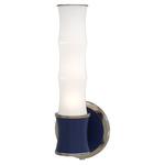 Kane Tube Hardwired / Plug-in Wall Sconce - Polished Nickel / Matte Midnight Blue