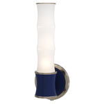 Kane Tube Hardwired / Plug-in Wall Sconce - Polished Nickel / Midnight Blue