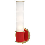 Kane Tube Hardwired / Plug-in Wall Sconce - Modern Brass / Ruby Red